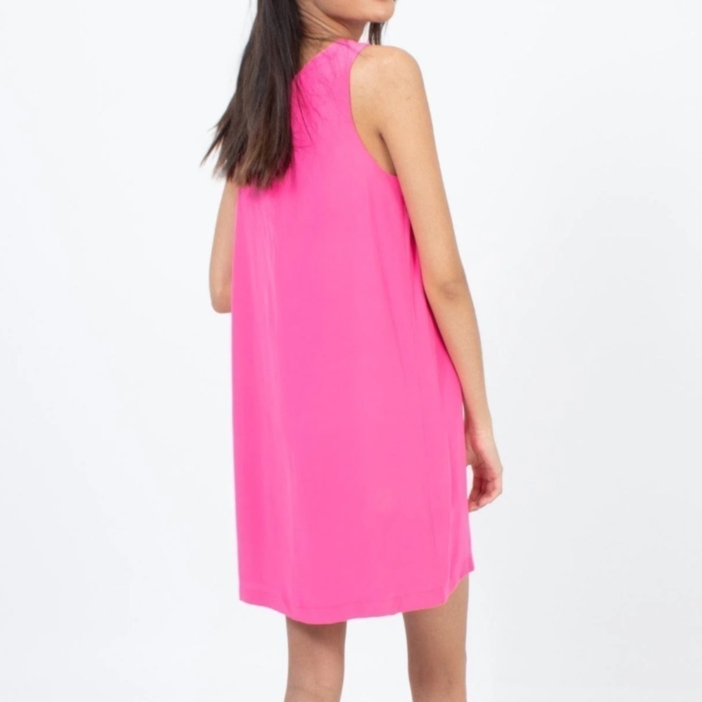 Gianni Versace- Vintage Hot Pink Sleeveless Large Pockets Mini Shift Dress